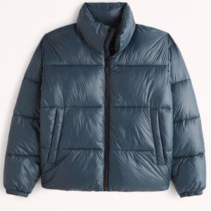 NEW A&F Men's Relaxed Heavyweight Puffer XL Blue